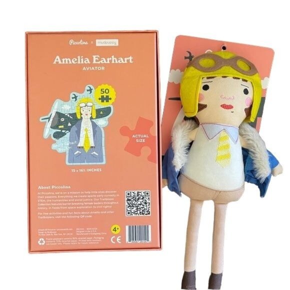 Mudpuppy Piccolina Amelia Earhart Aviator Puzzle Doll Strong Women Set New Gift - Picture 8 of 8